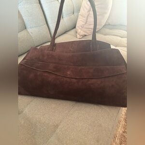 Elegant Brown Suede Bowling Bag